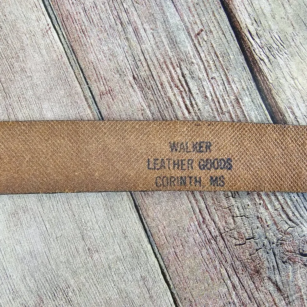 Walker Leather Goods American Cowhide Embossed Basket Weaved Belt Size 36